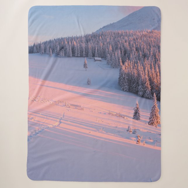 Snowy Mountains Sherpa Blanket (Front)