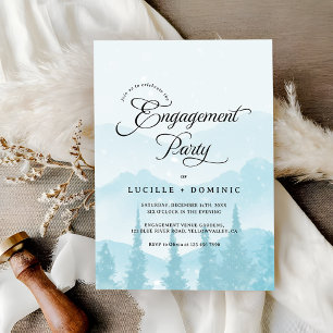 Snowy Mountains Winter Engagement Party Invitation