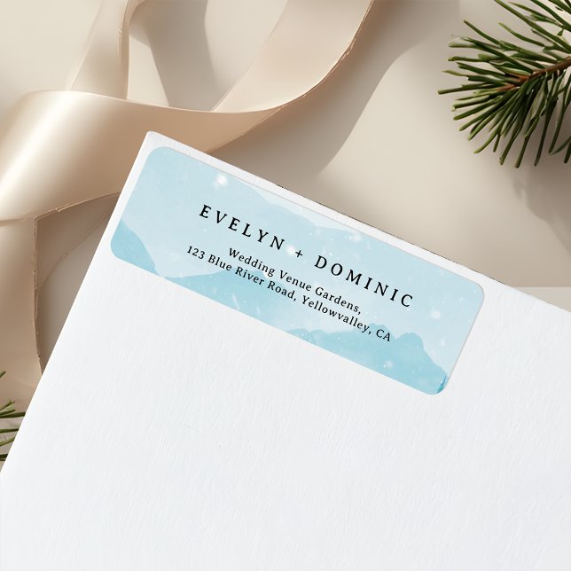 Snowy Mountains Winter Wedding Return Address Label (Creator Uploaded)