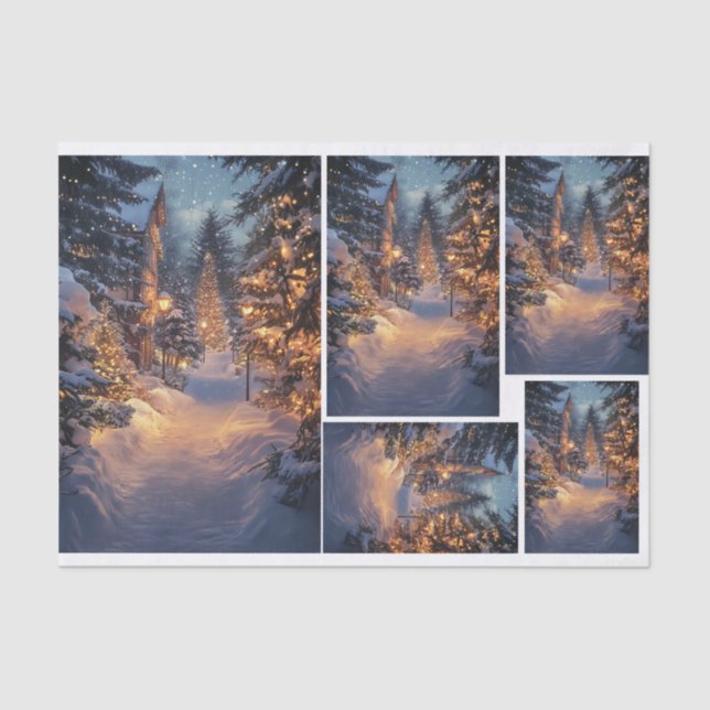 Snowy night in Town Tissue Paper (Front)