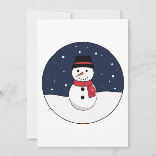 Snowy Night Snowman Christmas Holiday Card