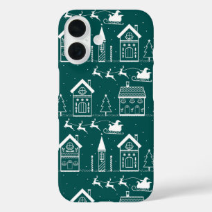Snowy Nordic Christmas Village iPhone 16 Case