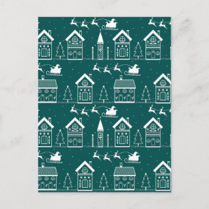 Snowy Nordic Christmas Village Holiday Postcard