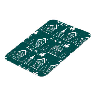 Snowy Nordic Christmas Village Magnet