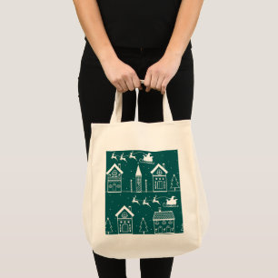 Snowy Nordic Christmas Village Tote Bag