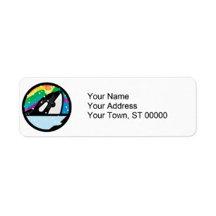 snowy orca circle design return address label