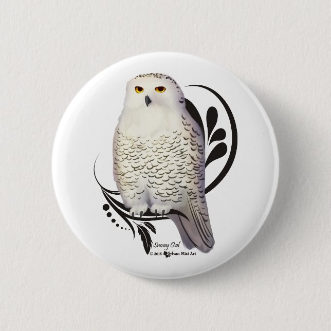 Snowy Owl 6 Cm Round Badge (Front)