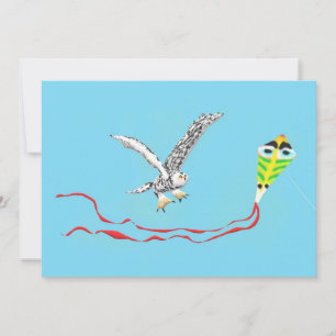 Snowy Owl and Kite Thank You Card