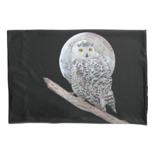 Snowy Owl and Moon Painting - Original Bird Art Pillowcase