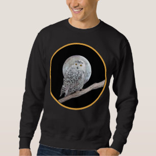 Snowy Owl and Moon Painting - Original Bird Art Sweatshirt