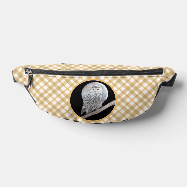 Snowy Owl and Moon Painting Original Wild Bird Art Bum Bags (Lay Down)