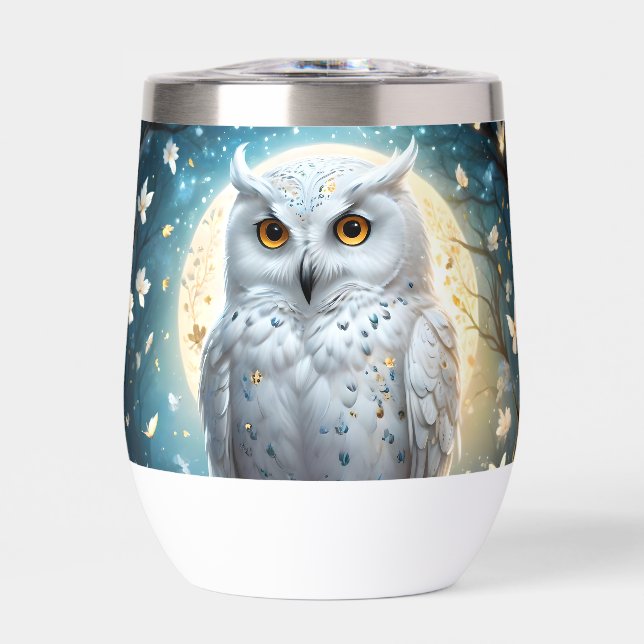 Snowy Owl And Moon With Sparkle, (Front)