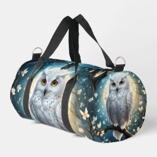 Snowy Owl And Moon With Sparkle, Duffle Bag
