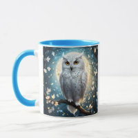 Snowy Owl And Moon With Sparkle,