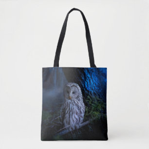 Snowy Owl at Night Tote Bag