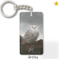 Snowy Owl Bird Painting Custom Name Birder