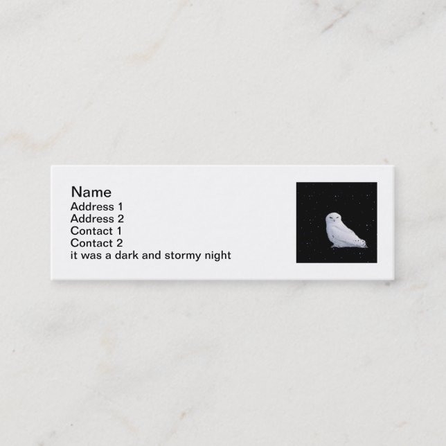 snowy owl bookmark mini business card (Front)