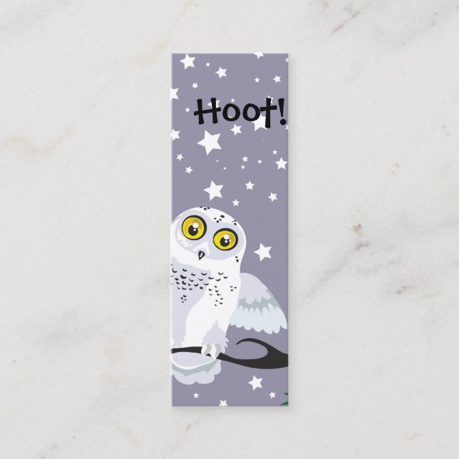 Snowy Owl Bookmark Mini Business Card (Front)