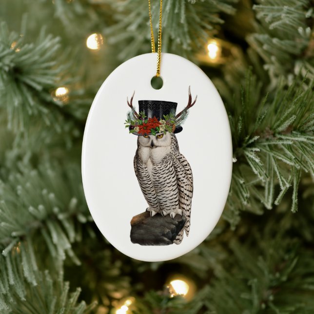 Snowy Owl Ceramic Christmas ornament (Tree)