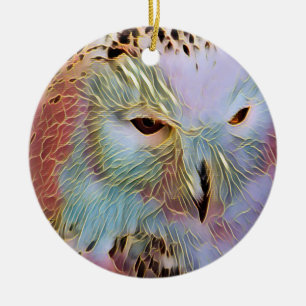 SNOWY OWL   CERAMIC ORNAMENT