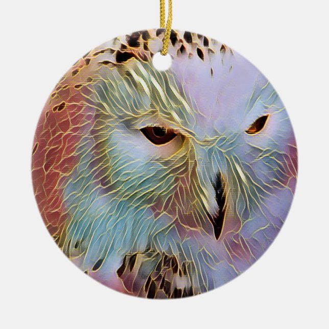SNOWY OWL   CERAMIC ORNAMENT (Front)