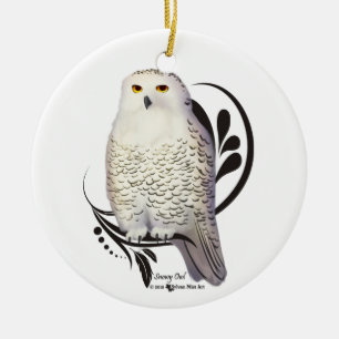 Snowy Owl Ceramic Tree Decoration
