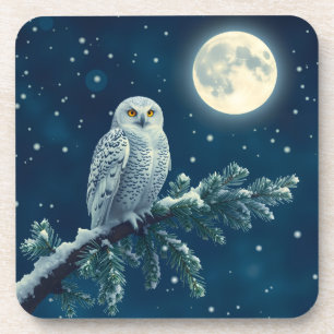 Snowy Owl Christmas Coaster