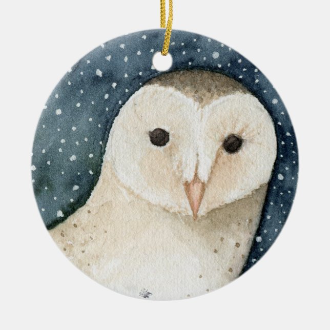 Snowy Owl Christmas Ornament (Front)
