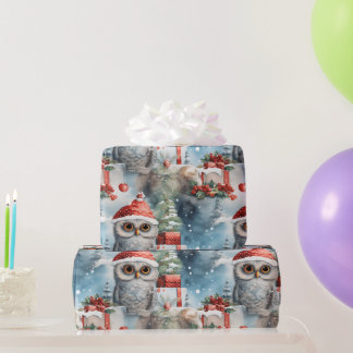 Snowy owl Christmas wrapping paper