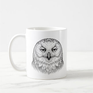 Snowy Owl Coffee Mug - Black And White Design