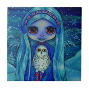 Snowy Owl Fairy Ceramic Tile