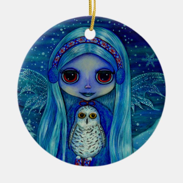 Snowy Owl Fairy Ornament (Front)