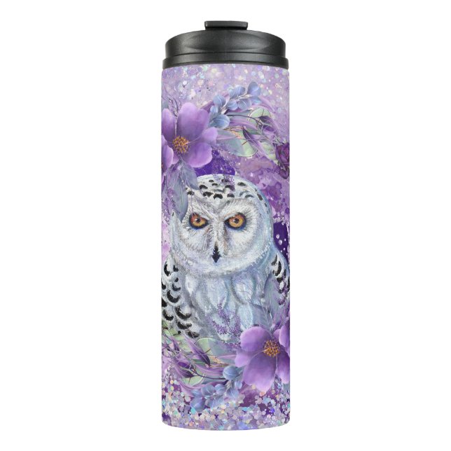 Snowy owl goddess art by Renee Thermal Tumbler (Front)
