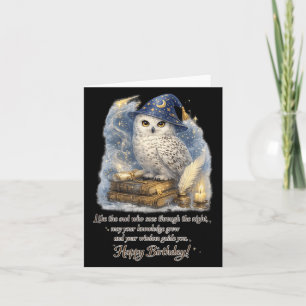 Snowy Owl Happy Birthday With Wisdom And Knowledge Card