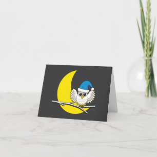 Snowy Owl in a New Moon Winter Night Card