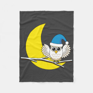 Snowy Owl in a New Moon Winter Night Fleece Blanket