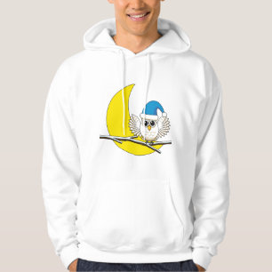 Snowy Owl in a New Moon Winter Night Hoodie