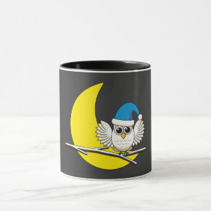 Snowy Owl in a New Moon Winter Night Mug