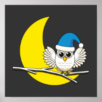 Snowy Owl in a New Moon Winter Night