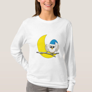 Snowy Owl in a New Moon Winter Night T-Shirt