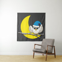 Snowy Owl in a New Moon Winter Night