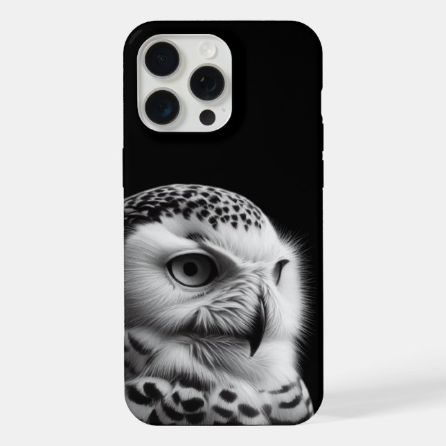 Snowy Owl in Black & White iPhone Case (Back)