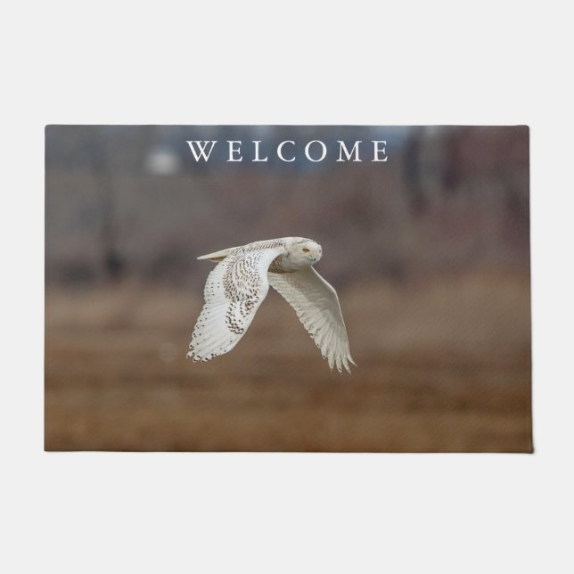 Snowy owl in flight doormat (Front)