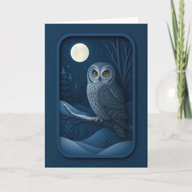 Snowy Owl in Moonlight Card (Front)