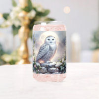 Snowy Owl in Moonlit Winter Garden