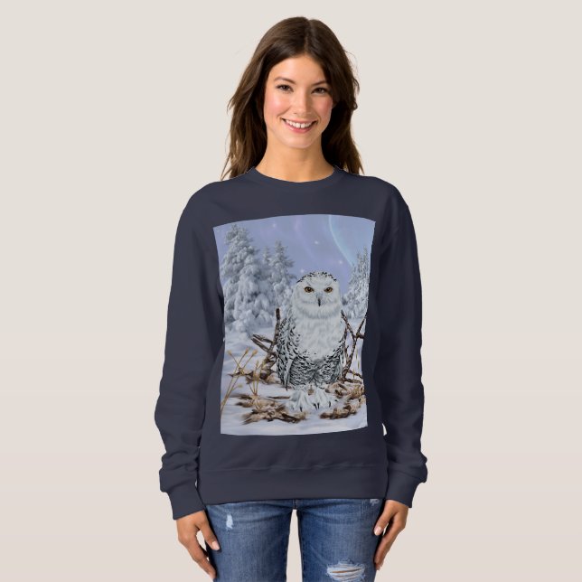 Snowy Owl in Snow Sweatshirt (Front Full)