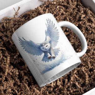 Snowy Owl in the Midst of a Swoop in watercolor Coffee Mug