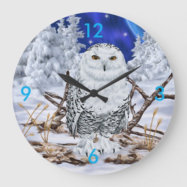 Snowy Owl Large Clock (Front)