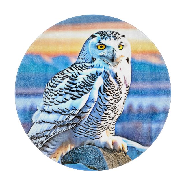 Snowy Owl Majesty Design  Cutting Board (Front)