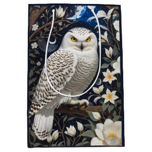 Snowy Owl Moonlight Moonflowers Medium Gift Bag